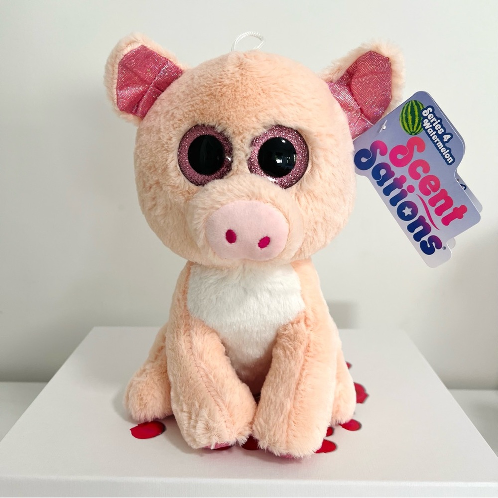 Scent Sations Stuffed Pig 10” Series 4 Watermelon / Pink Stuffed Pig Toy